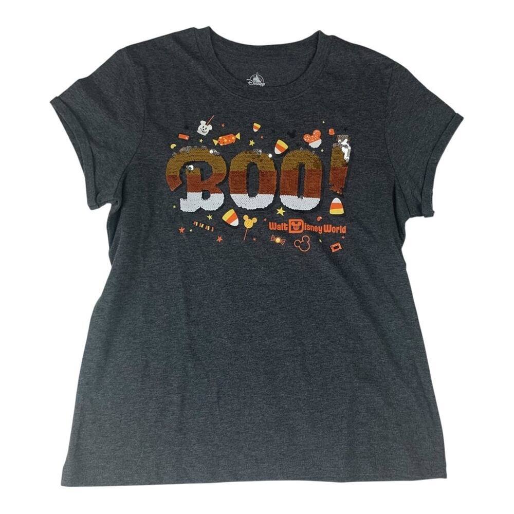 Disney Parks women's medium boo Halloween Gray T-Shirt sequin